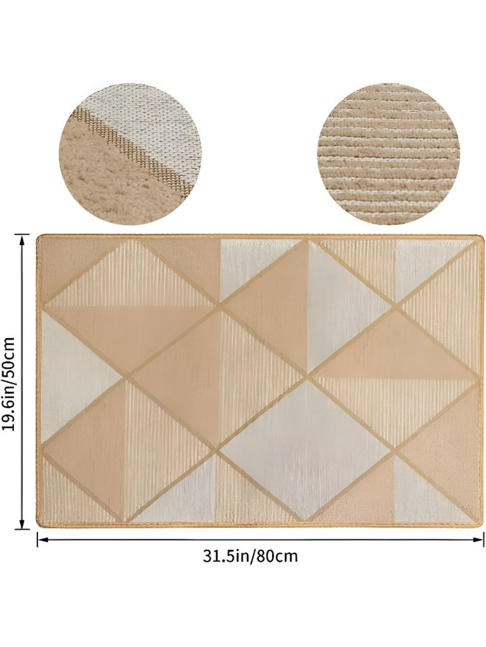 19.6"x31.5" Absorbent Non Slip Soft Inside Floor Mat for Entrance, Beige